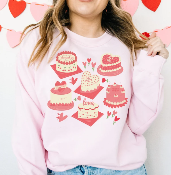 Valentine's Day Heart Cake Sweatshirt