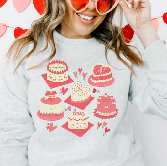 Valentine's Day Heart Cake Sweatshirt