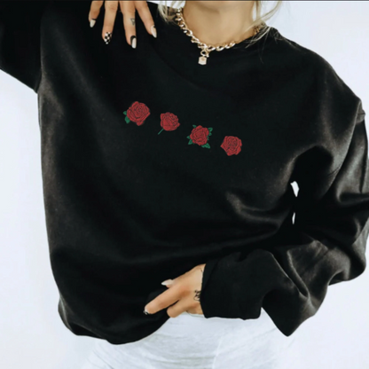 Embroidered Rose Sweatshirt