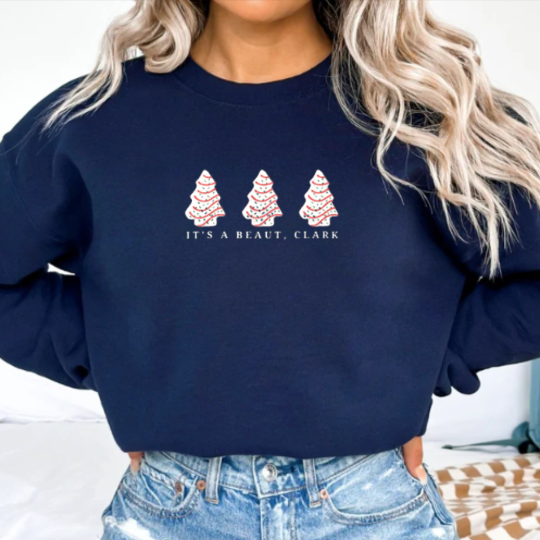 Embroidered Christmas Tree Snack Cake It's A Beaut Sweatshirt