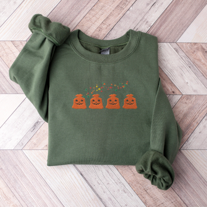 Embroidered Halloween Pumpkin Trash Sweatshirt