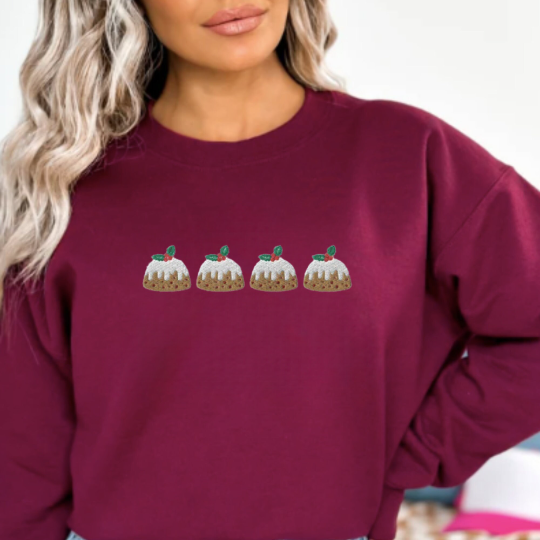 Embroidered Christmas Pudding Sweatshirt