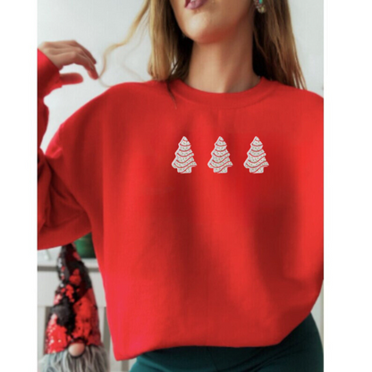 Embroidered Christmas Tree Snack Cake Sweatshirt