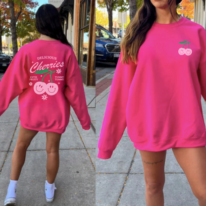 Hot Pink Cherries Sweatshirt