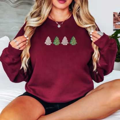 Embroidered Christmas Tree Snack Sweatshirt