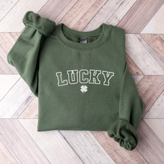 Embroidered Lucky Clover Sweatshirt