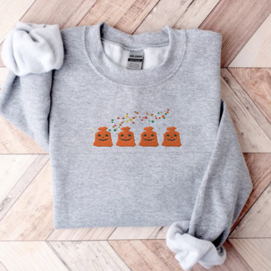 Embroidered Halloween Pumpkin Trash Sweatshirt