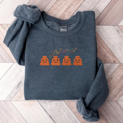 Embroidered Halloween Pumpkin Trash Sweatshirt