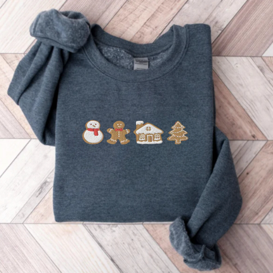 Embroidered Christmas Cookie Sweatshirt