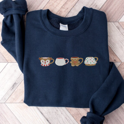 Embroidered Christmas Mug Sweatshirt