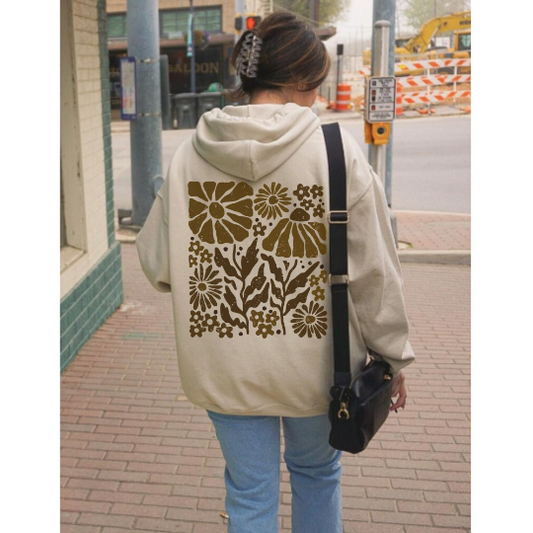 Tan Pressed Flower Hoodie