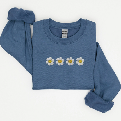 Embroidered Retro Floral Daisy Sweatshirt