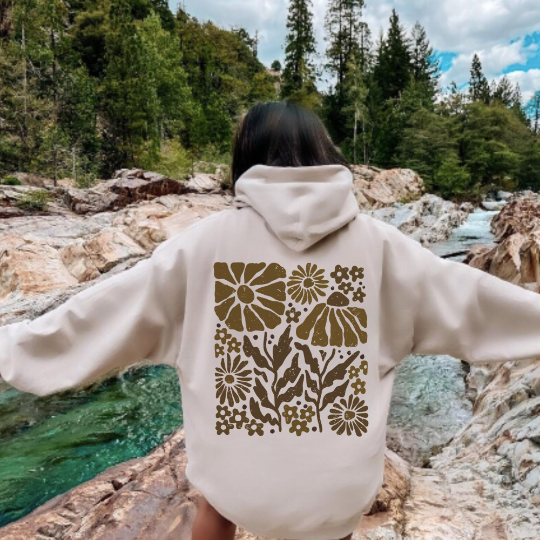 Tan Pressed Flower Hoodie