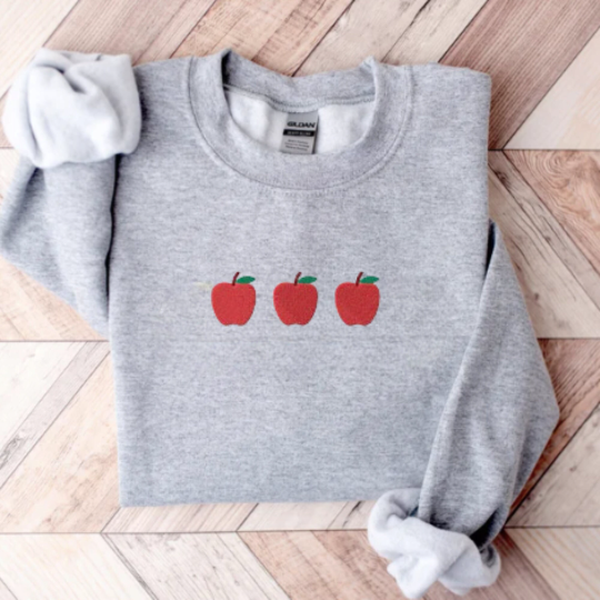 Embroidered Apple Sweatshirt