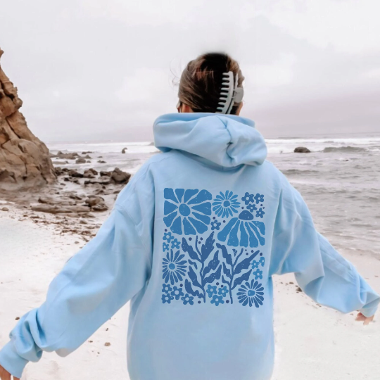 Blue Pressed Flower Hoodie