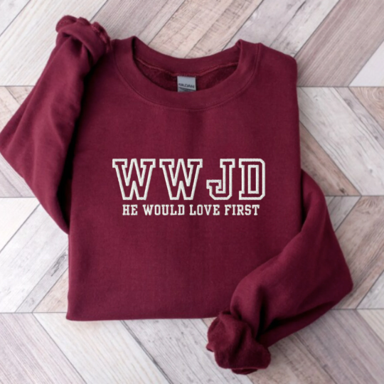 Embroidered What Would Jesus Do Sweatshirt