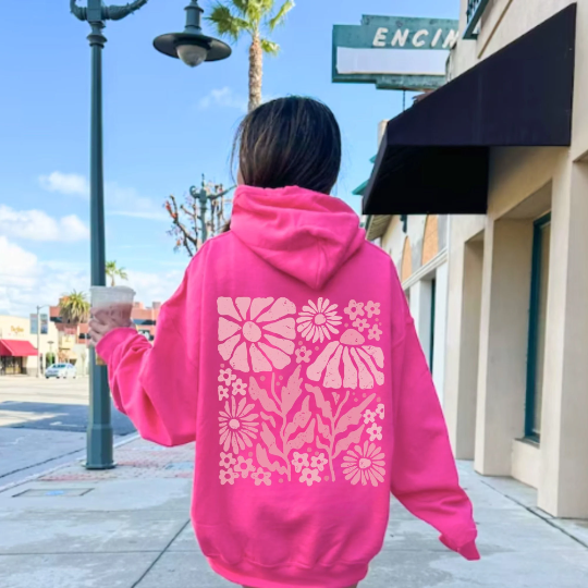 Pink Pressed Flower Hoodie