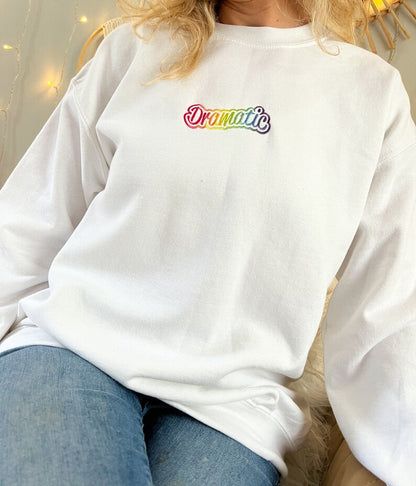 Embroidered Rainbow Y2K Dramatic Sweatshirt