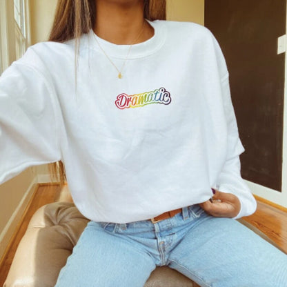 Embroidered Rainbow Y2K Dramatic Sweatshirt