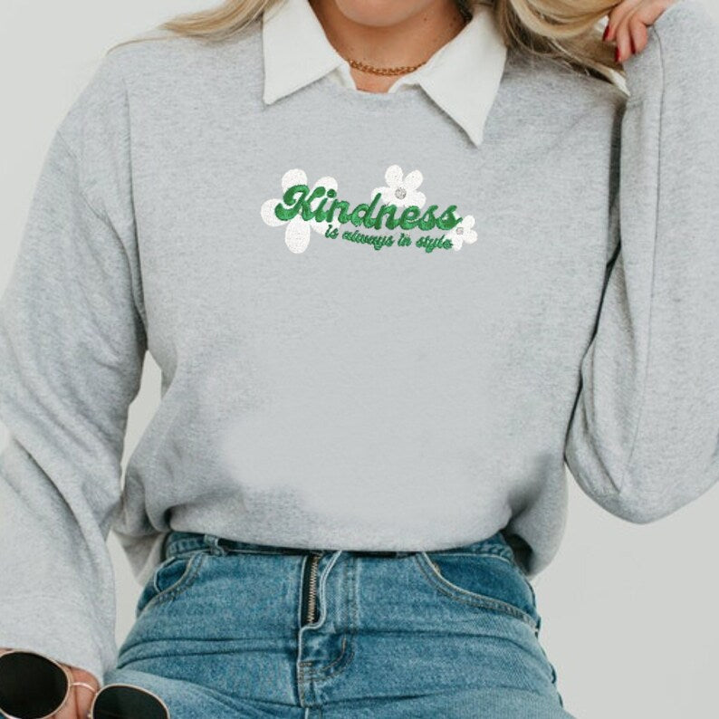 Embroidered Choose Kindness Floral Sweatshirt