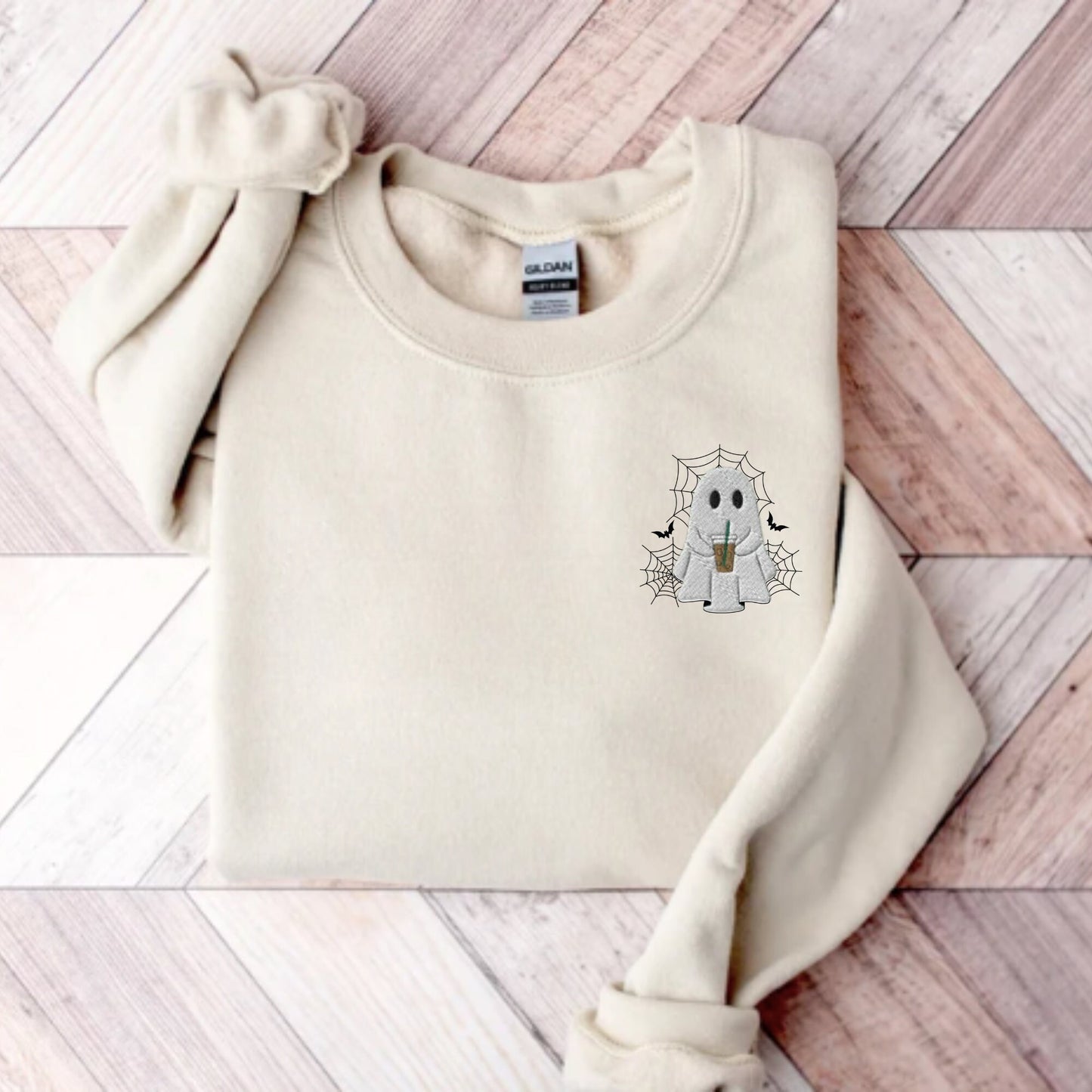 Embroidered Ice Coffee Ghost Sweatshirt