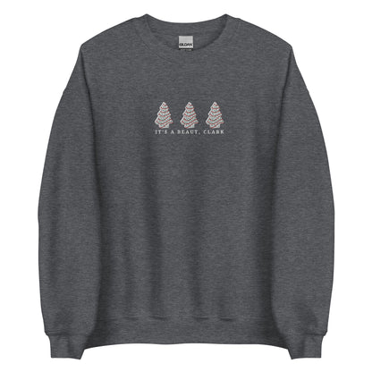 Embroidered Christmas Tree Snack Cake It's A Beaut Sweatshirt