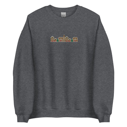 Embroidered Gingerbread Village Sweatshirt