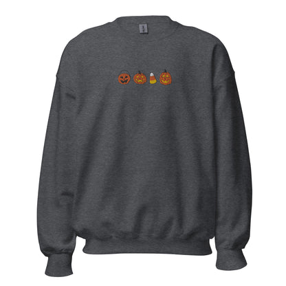 Embroidered Candy Corn And Pumpkin Sweatshirt