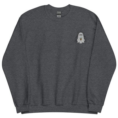 Embroidered Ice Coffee Ghost Sweatshirt