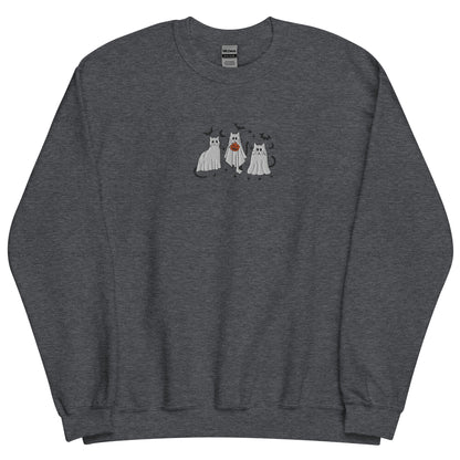 Embroidered Ghost Cat Sweatshirt