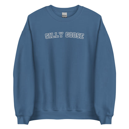 Embroidered Silly Goose Varsity Style Sweatshirt