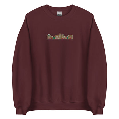 Embroidered Gingerbread Village Sweatshirt