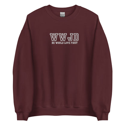 Embroidered What Would Jesus Do Sweatshirt