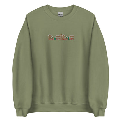 Embroidered Gingerbread Village Sweatshirt