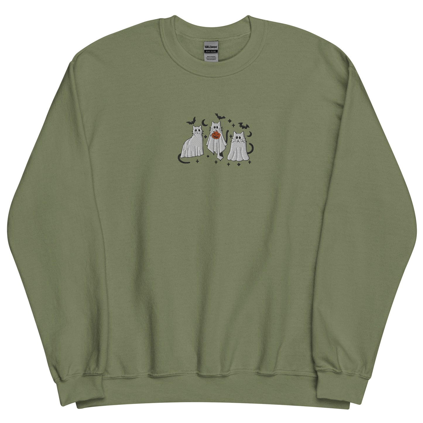 Embroidered Ghost Cat Sweatshirt