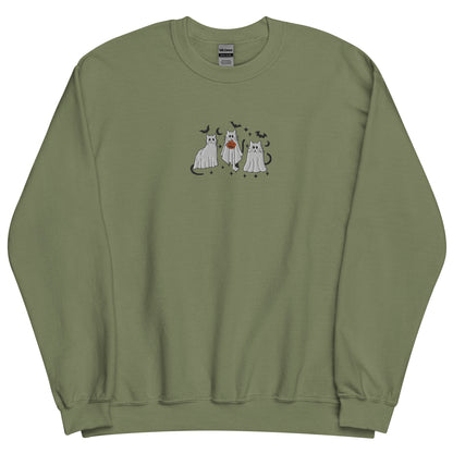 Embroidered Ghost Cat Sweatshirt