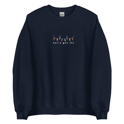 Embroidered Let's Get Lit Christmas Lights Sweatshirt