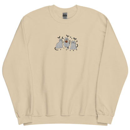 Embroidered Ghost Cat Sweatshirt