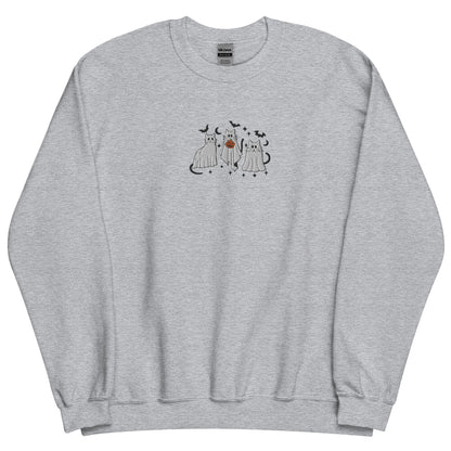 Embroidered Ghost Cat Sweatshirt