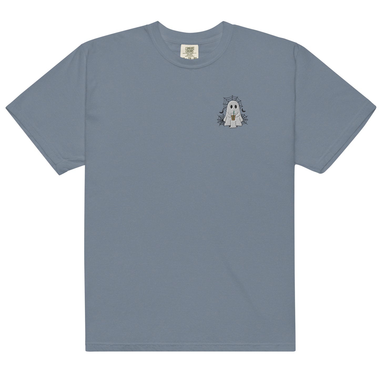 Comfort Colors Embroidered Halloween Coffee Ghost T-Shirt