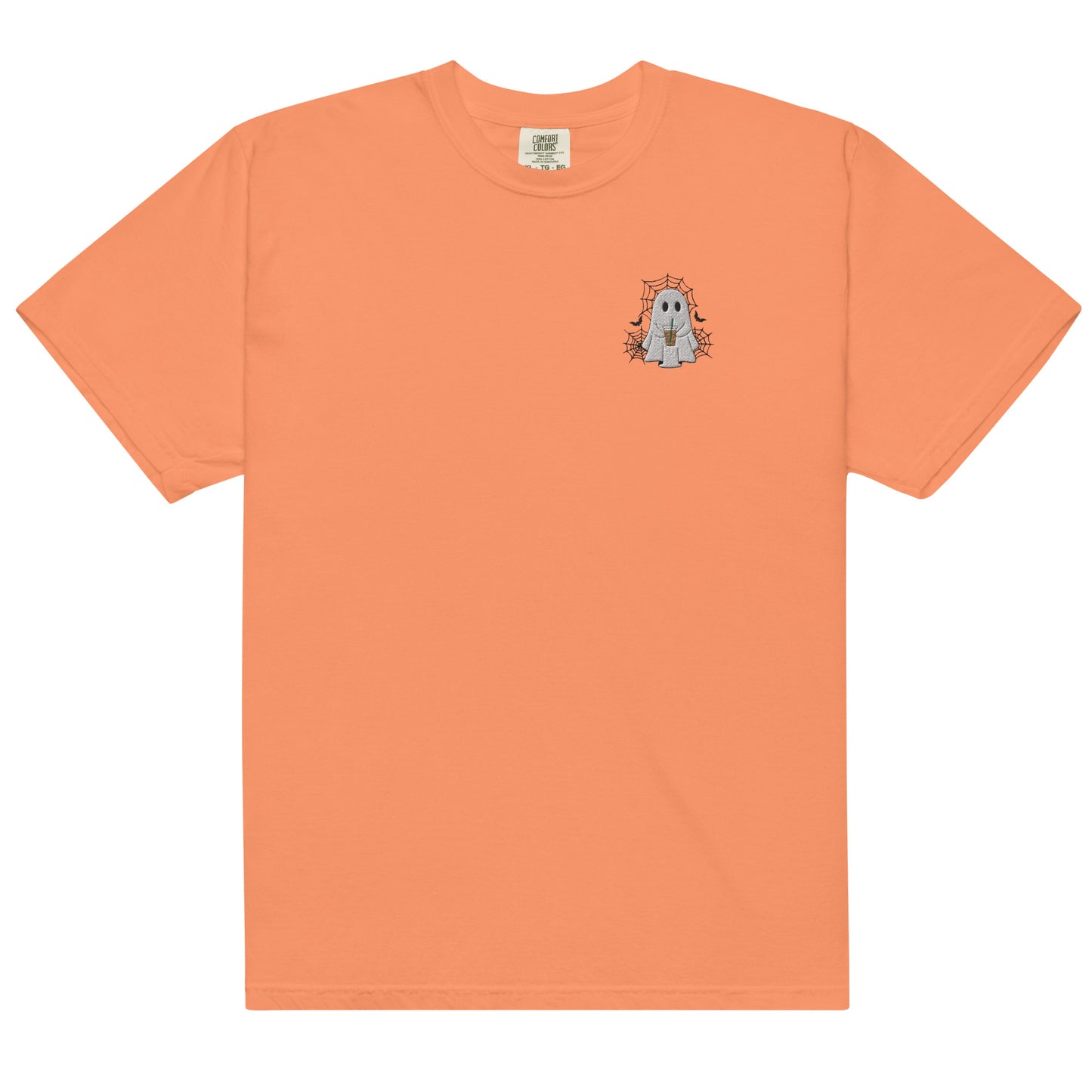 Comfort Colors Embroidered Halloween Coffee Ghost T-Shirt